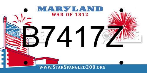 B7417Z Maryland License Plate