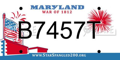 B7457T Maryland License Plate