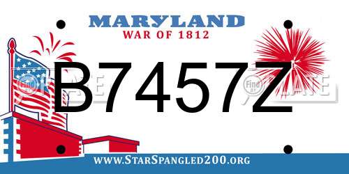 B7457Z Maryland License Plate