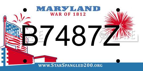B7487Z Maryland License Plate