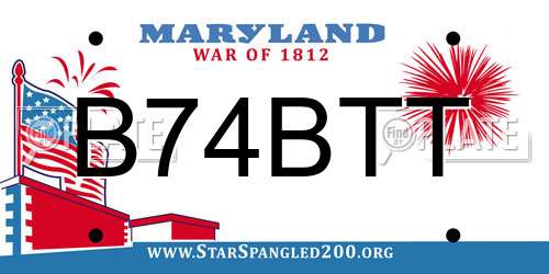 B74BTT Maryland License Plate