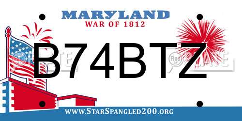 B74BTZ Maryland License Plate