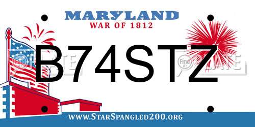 B74STZ Maryland License Plate