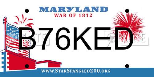 B76KED Maryland License Plate
