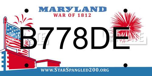 B778DE Maryland License Plate