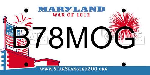 B78MOG Maryland License Plate