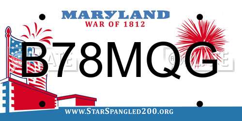 B78MQG Maryland License Plate