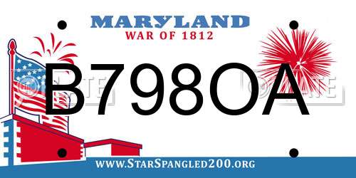 B798OA Maryland License Plate