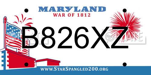 B826XZ Maryland License Plate