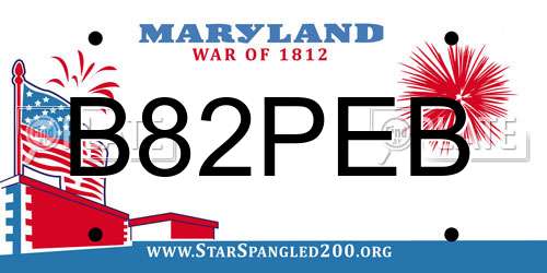 B82PEB Maryland License Plate