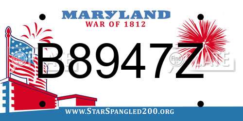 B8947Z Maryland License Plate