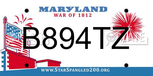 B894TZ Maryland License Plate