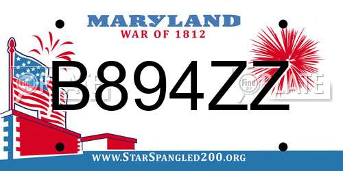 B894ZZ Maryland License Plate