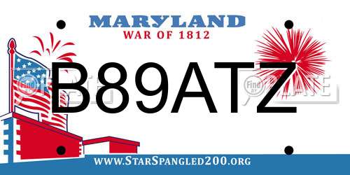 B89ATZ Maryland License Plate