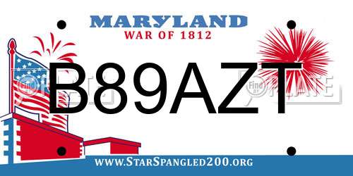 B89AZT Maryland License Plate