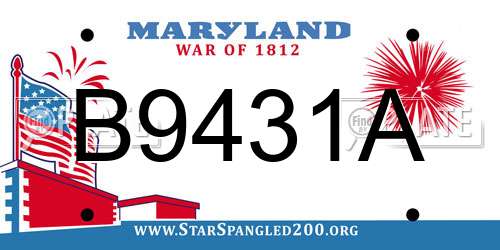 B9431A Maryland License Plate