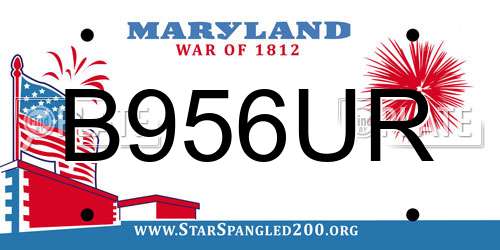 B956UR Maryland License Plate