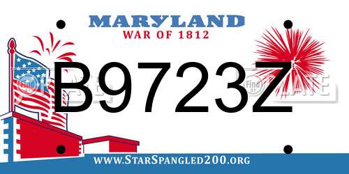 B9723Z Maryland License Plate