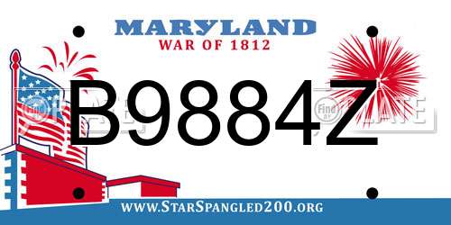 B9884Z Maryland License Plate