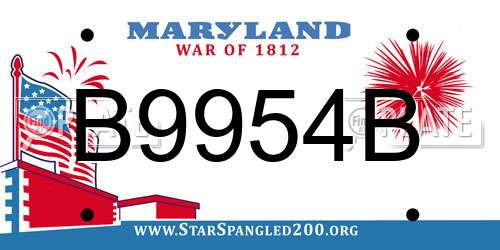 B9954B Maryland License Plate