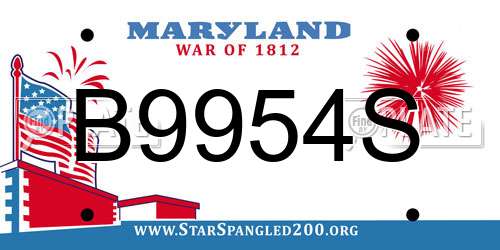 B9954S Maryland License Plate