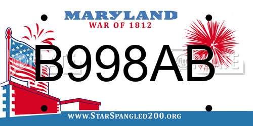 B998AB Maryland License Plate