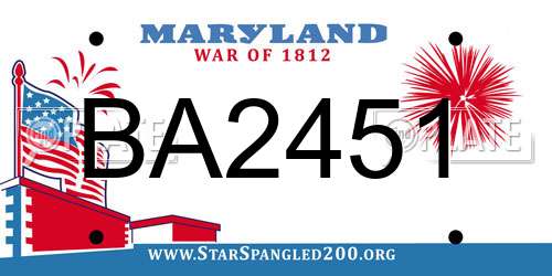 BA2451 Maryland License Plate