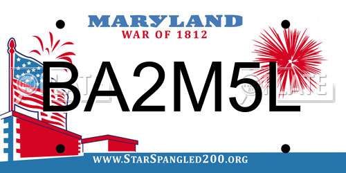 BA2M5L Maryland License Plate