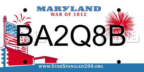 BA2Q8B Maryland License Plate