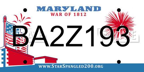 BA2Z193 Maryland License Plate