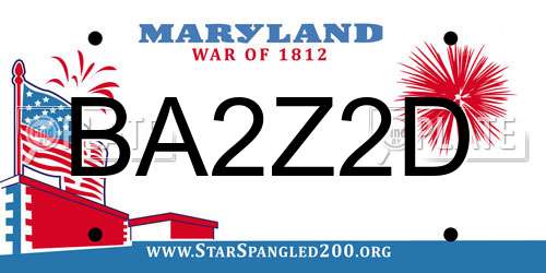 BA2Z2D Maryland License Plate