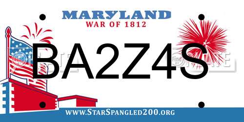 BA2Z4S Maryland License Plate