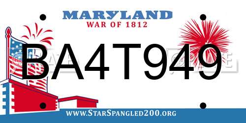 BA4T949 Maryland License Plate