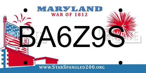 BA6Z9S Maryland License Plate
