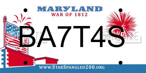 BA7T4S Maryland License Plate