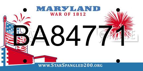 BA84771 Maryland License Plate