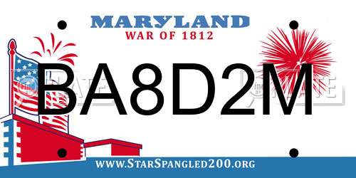 BA8D2M Maryland License Plate