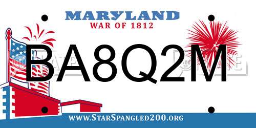 BA8Q2M Maryland License Plate