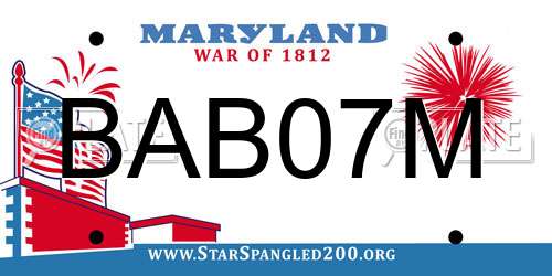 BAB07M Maryland License Plate