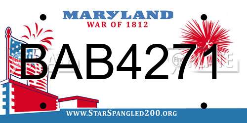 BAB4271 Maryland License Plate