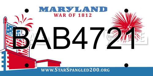 BAB4721 Maryland License Plate