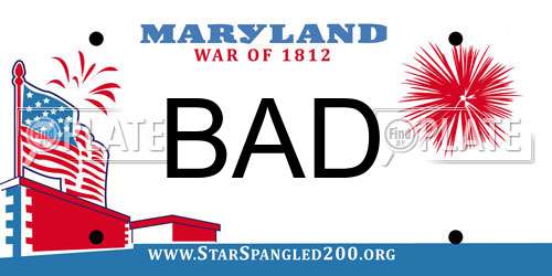 BAD Maryland License Plate