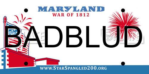 BADBLUD Maryland License Plate