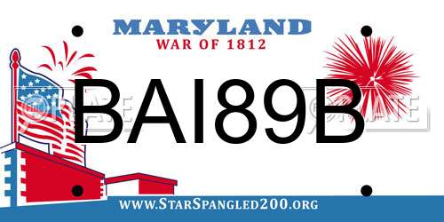 BAI89B Maryland License Plate