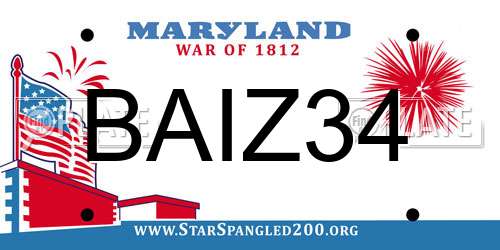 BAIZ34 Maryland License Plate