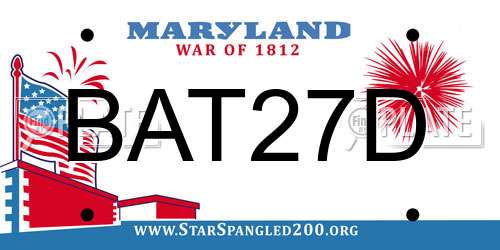 BAT27D Maryland License Plate