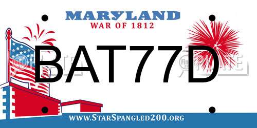 BAT77D Maryland License Plate