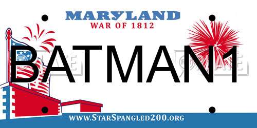 BATMAN1 Maryland License Plate