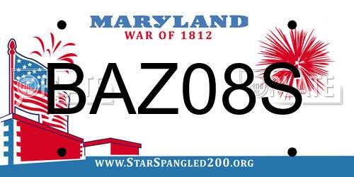 BAZ08S Maryland License Plate