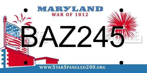 BAZ245 Maryland License Plate